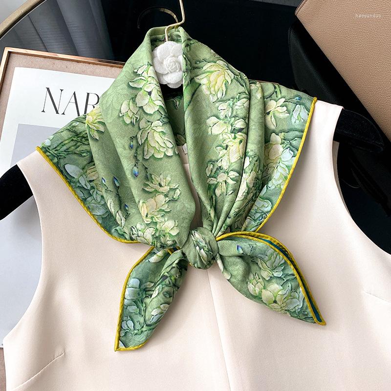 

Scarves 2022 Silk Sqaure Scarf For Women Luxury Shawl Warps Bandana Hijab Neckerchief Travel Beach Stoles Bufanda Headkerchief
