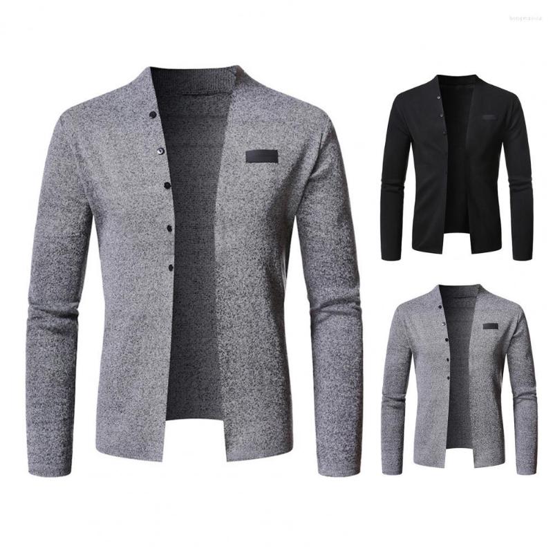 

Men's Sweaters Buttons Decor Long Sleeve Men Cardigan Front Open Solid Color Sweater Winter Pure Knitted Outerwear, Black