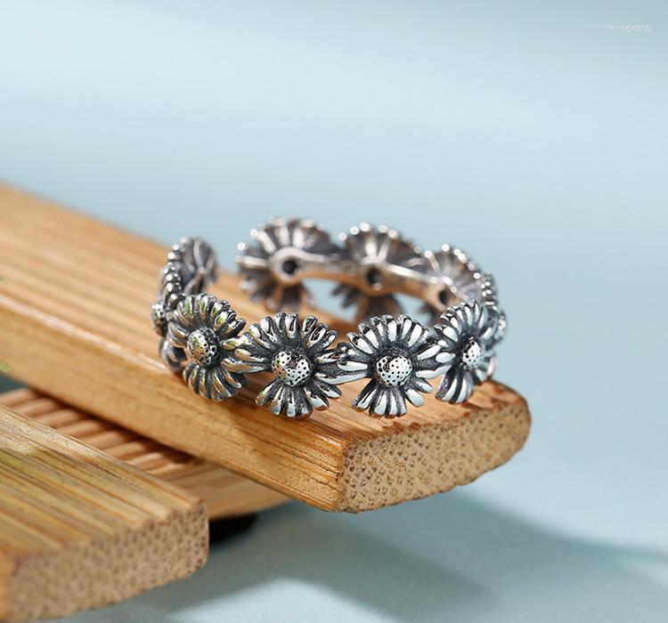 

Wedding Rings Charming Open Sunflower Ring For Women Vintage Boho Party Gothic Punk Jewelry Gifts Girls 2022
