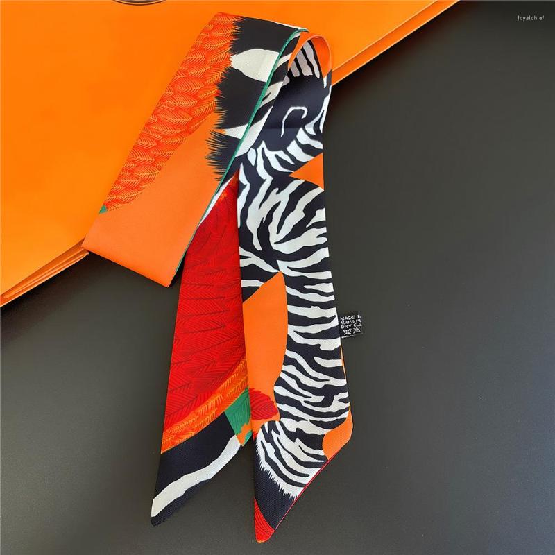

Scarves Fashion Scarf Zebra Print 90cm Long Small Woman Decoracion Tie Skinny Hair Headband For Bags Bandeaux