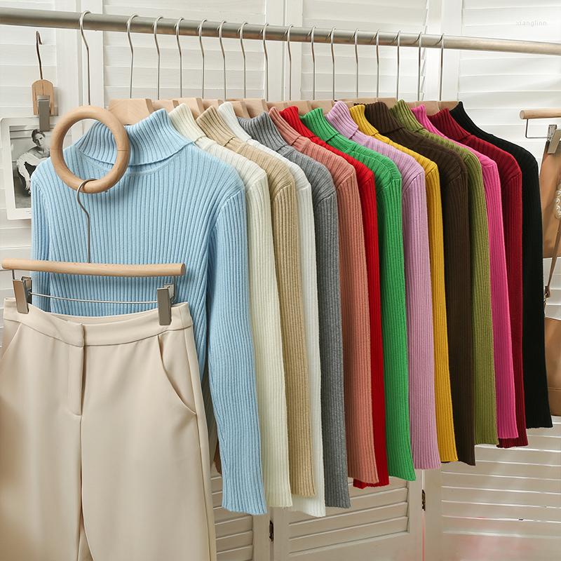 

Women's Sweaters Korean Slim High Collar Long Sleeve Knitting Women Top 2022 Autumn Fashion Versatile Solid Color Casual Sweater Female