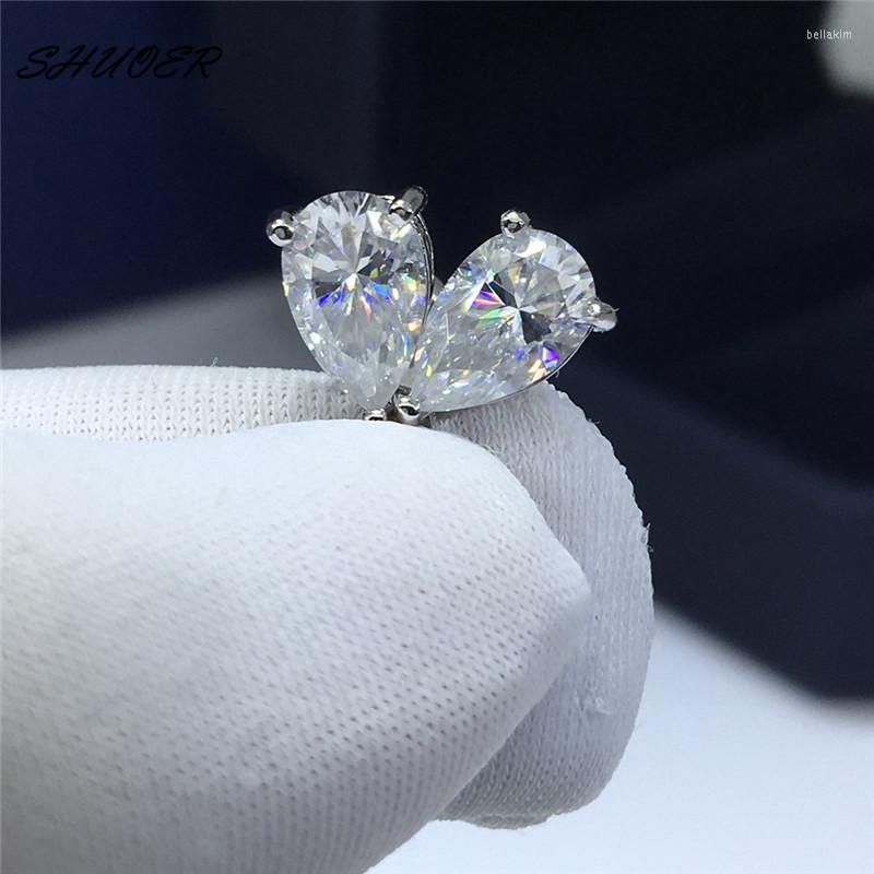 

Stud Earrings Women Classic 925 Sterling Silver Pass Diamond Brilliant Cut 1 Carat D Color Water Drop Shape Moissanite