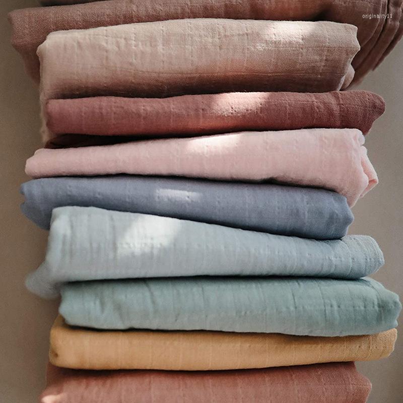 

Blankets Muslin 70% Bamboo Baby Blanket 120 120cm Soft Born 2 Layers Bath Gauze Infant Swaddle Wrap Sleepsack Stroller Cover, Bright blue