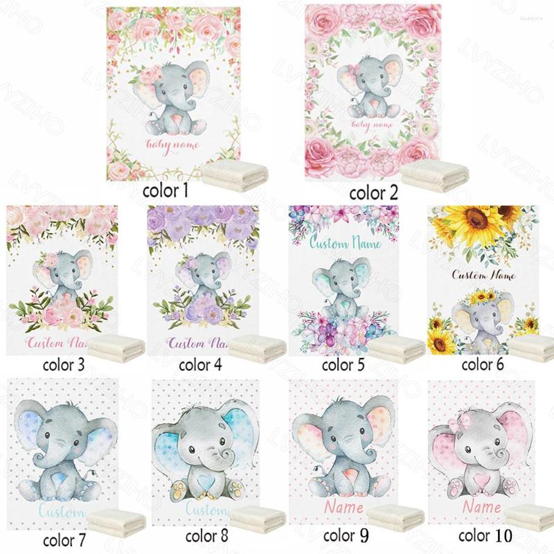 

Blankets LVYZIHO Baby Blanket Custom Name Chic Flower Elephant Girl / Boy Blanket-30x40/48x60/60x80 Inches - Flannel Fleece, Color 3