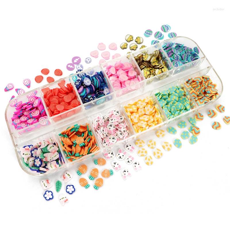 

Jewelry Pouches 12 Grids Soft Polymer Clay Mini Carrot Egg Flower Resin Fillings Glitter Epoxy DIY Fillers Crafts