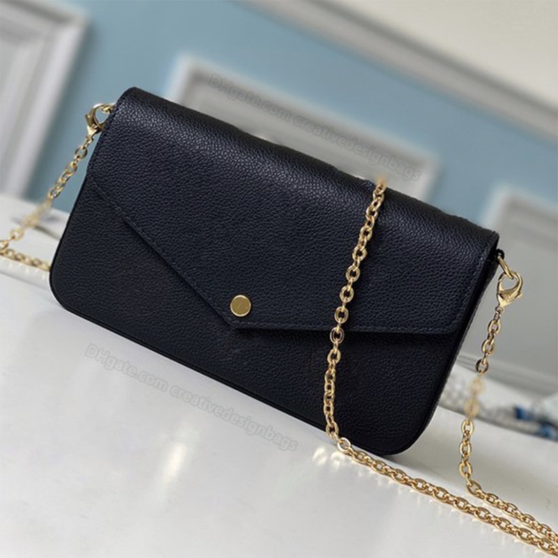 

pruse Top Luxurys Designers Black Bags 3pcs set Bags Woman Fashion phone crossbody Shoulder Bag chain Tote clutchbag handbags removable Multi Pochette messenger