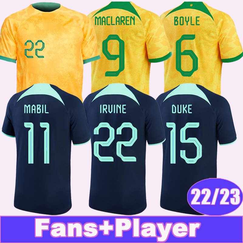 

22 23 AUsTRAlLa HRUSTIC Mens Soccer Jerseys National Team MABIL LECKIE MACLAREN MOOY BOYLE Home Away Football Shirts Short Sleeve Player Version Uniform, Qm10242 22 23 home f..a world patch
