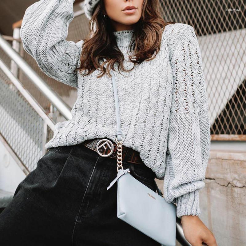 

Women' Sweaters Ladies Sweater Knitted Lazy Hollow Trumpet Sleeves Long Solid Color 2022Spring And Autumn Casual Fashion Sexy Simple, Purple