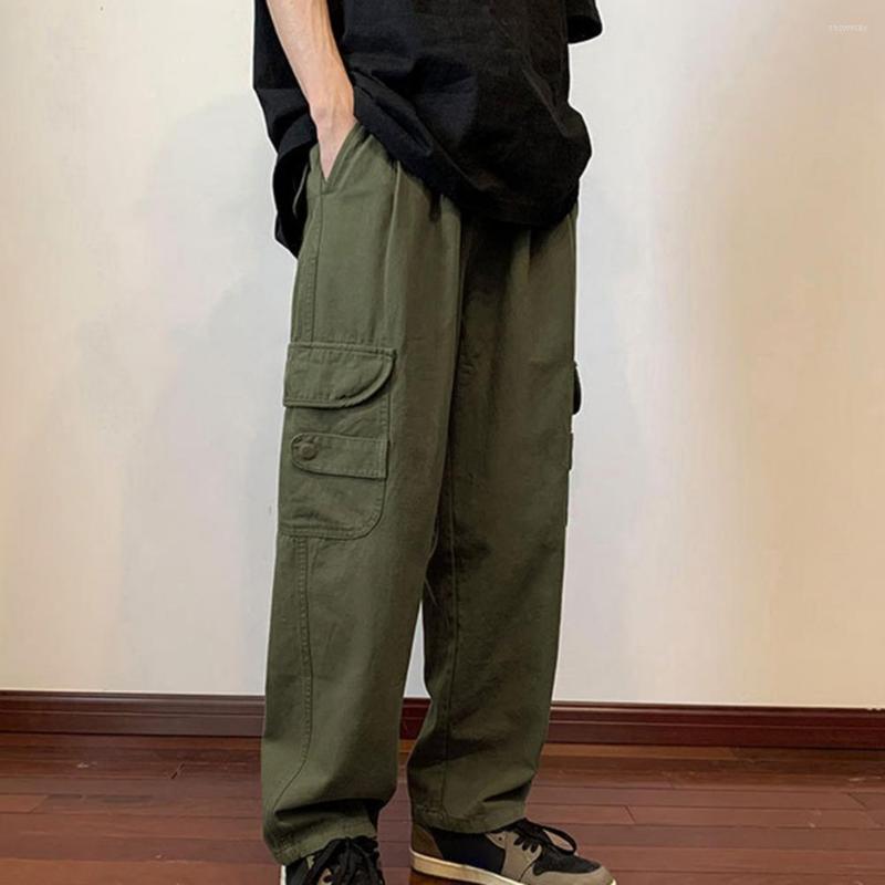 

Men's Pants Men Trousers Elastic Waist Pure Color Mid Joggers, Black