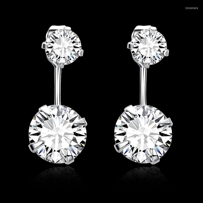 

Stud Earrings Fashion Silver Color Plated Jewelry White Cubic Zirconia Wholesaler For Women E2113