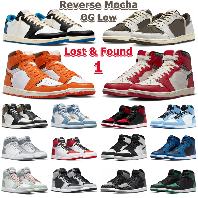 

1 Low OG Reverse Mocha Basketball Shoes Men Women 1s High Lost and Found Starfish Taxi Patent Bred Toe Stealth Denim Mens Trainers Outdoor, 34