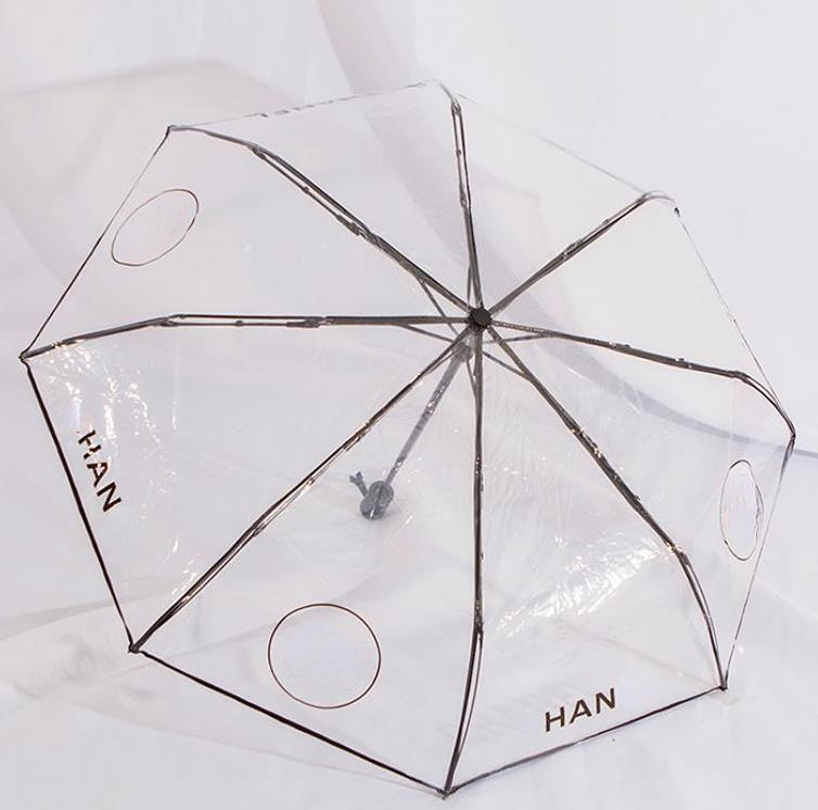 

Designer Transparent Umbrellas Female Letter Pattern Folding Full-automatic Umbrella