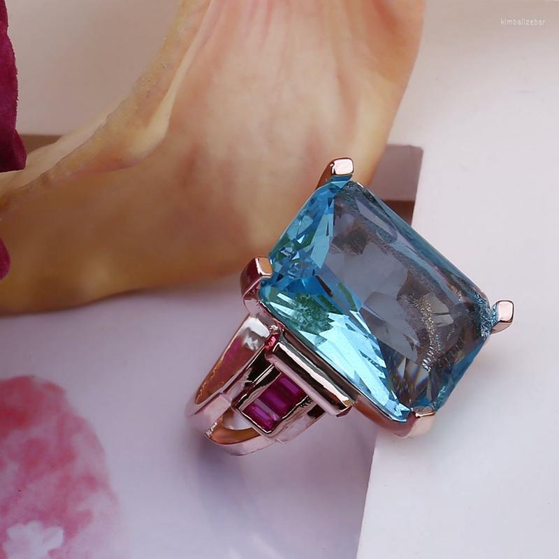 

Wedding Rings Big CZ Cubic Zircon Stone Rose Color For Women Fashion Jewelry Day Gift Ring