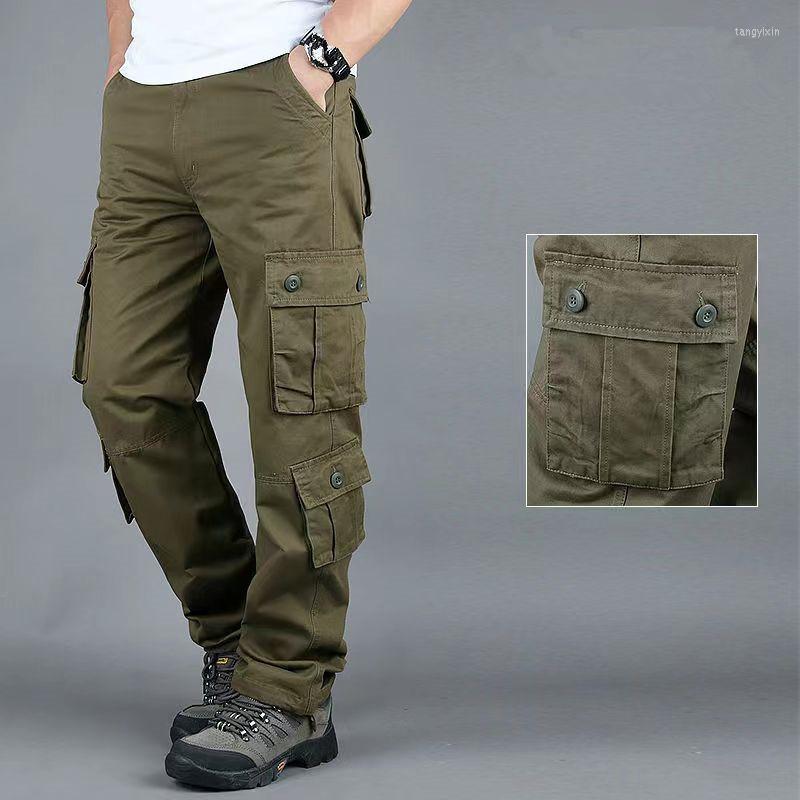 

Men's Pants Men's Overalls Military Cargo Casual Cotton Multi Pocket Baggy Work Streetwear Army Straight Slacks Long Trousers 44, Coffee