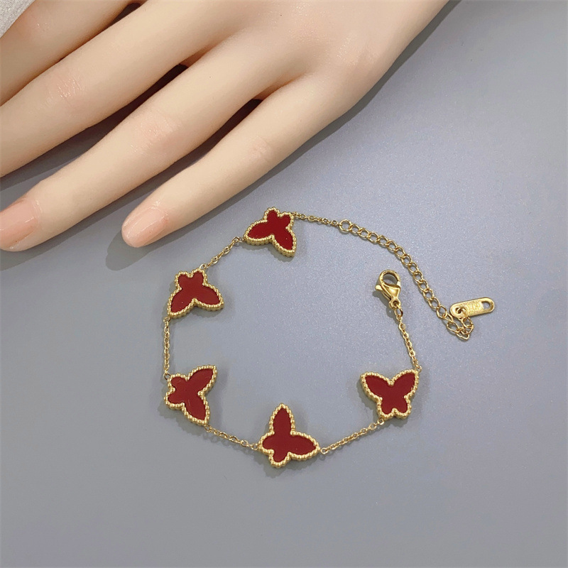 

Luxury Brand Double Side Clover Charm Bracelet 18K Gold Stainless Steel Jewelry for Gift
