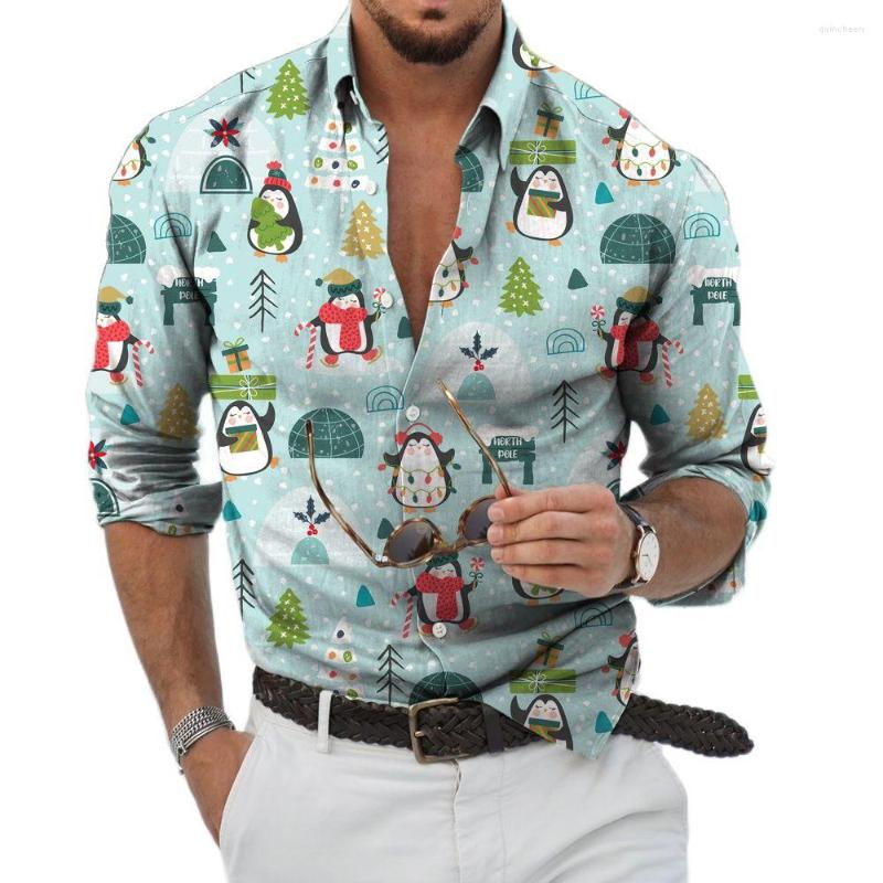 

Men' Casual Shirts 2022 Christmas Shirt Men' 3d Printed Holiday Party Long Sleeve Single Breasted Large T-shirt Harajuku Costume, Sd-2