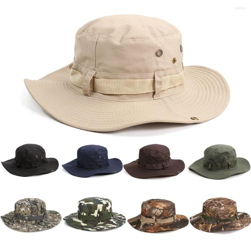 

Berets Camouflage Tactical Cap Military Boonie Hat Army Caps Camo Men Outdoor Sports Sun Bucket Fishing Hiking Jungle Hunting Hats, Brown
