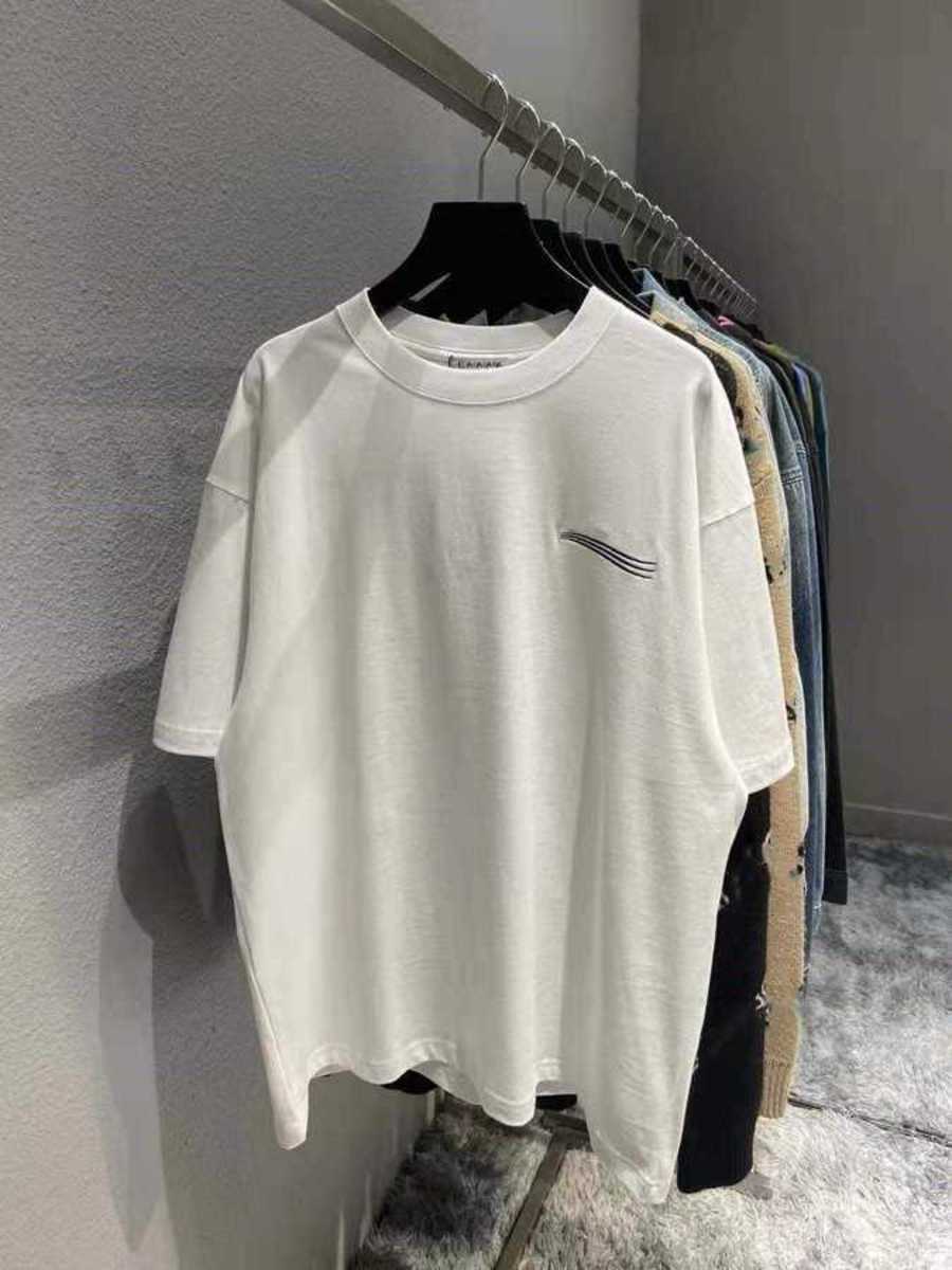 Fashion Brand Designer t Shirt High Quality Letter Embroidery Short Sleeve Paris Men And Women Short Sleeve Milk White Balanciagas-image-817001665