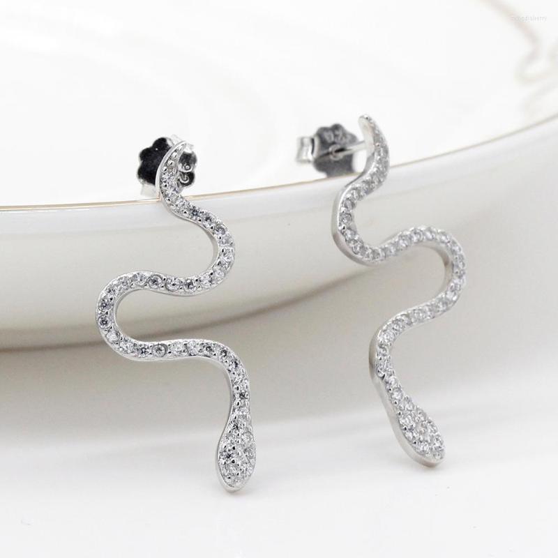 

Stud Earrings 925 Sterling Silver Twist Snake Clear CZ Special Fashion Jewelry For Women Lovers Party Gift
