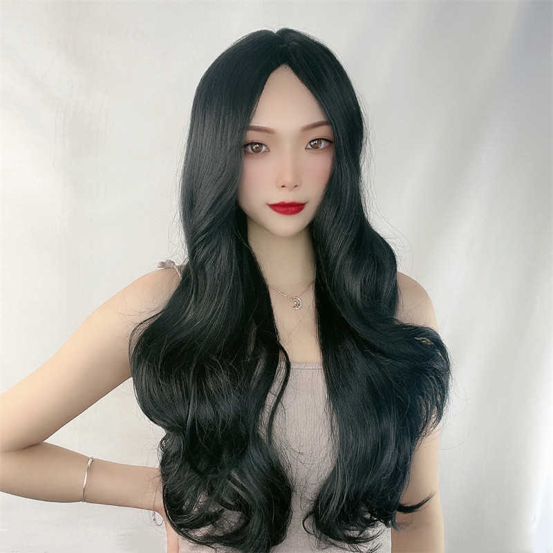 

Hair Lace Wigs Wig Women's Medium Curly Black Big Wave Long Hair Mechanism Headgear
