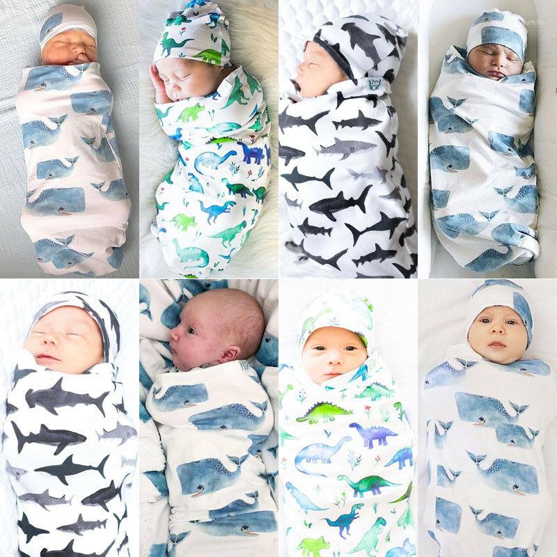 

Blankets 2022 Baby Sleepwear Born Toddler Girls Boys Blanket Warm Swaddling Sleeping Bag Hat 2pcs Muslin Wrap 0-12M