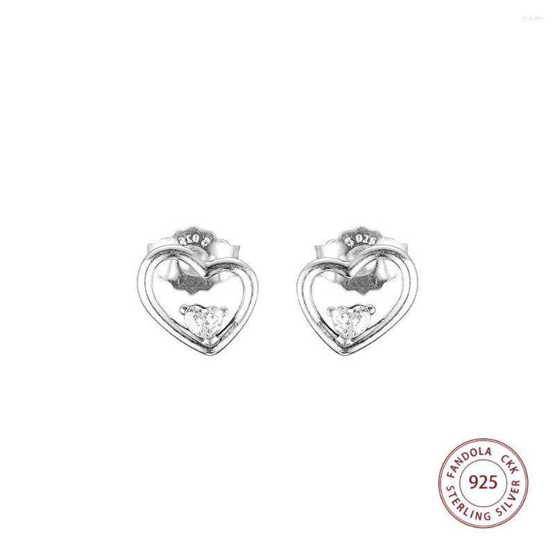 

Stud Earrings Genuine 925 Sterling Silver Asymmetric Hearts Of Love For Women Wedding Earings Fashion Jewelry Brincos