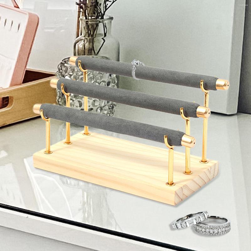 

Jewelry Pouches Tiered Bar Display Stand Organizer Desk Necklace Storage