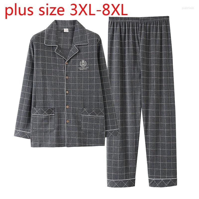 

Men's Sleepwear High Winter Quality Arrival Fashion Men Loose Casual Plaid Pajamas Set Elastic Waist Plus Size 3XL  5XL 6XL 7XL 8XL, 201321 gray