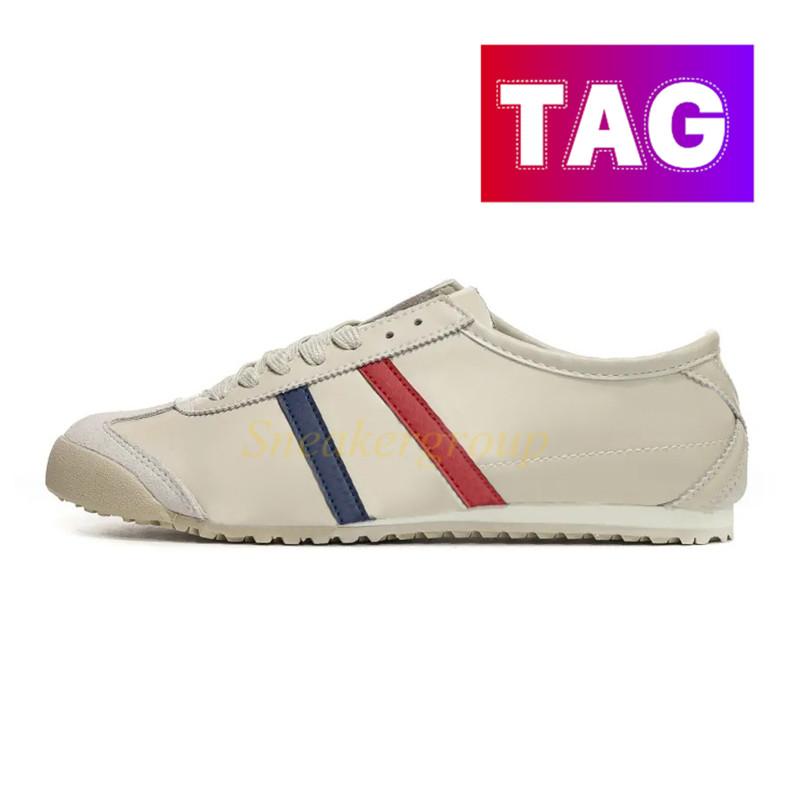 

2022 Newest Mexico Tiger leather mens casual shoes White black birch Green deep blue metallic gold beige red Cream Prussian Grey Designer men women sneakers trainers, #2- beige dark green