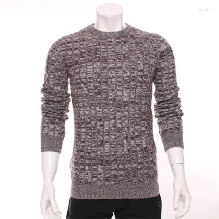 

Men' Sweaters Goat Cashmere Two-tone Yarns Thread Knit Men Fashion Thick Pullover Sweater H-straight Camel 5color /2XL, Green