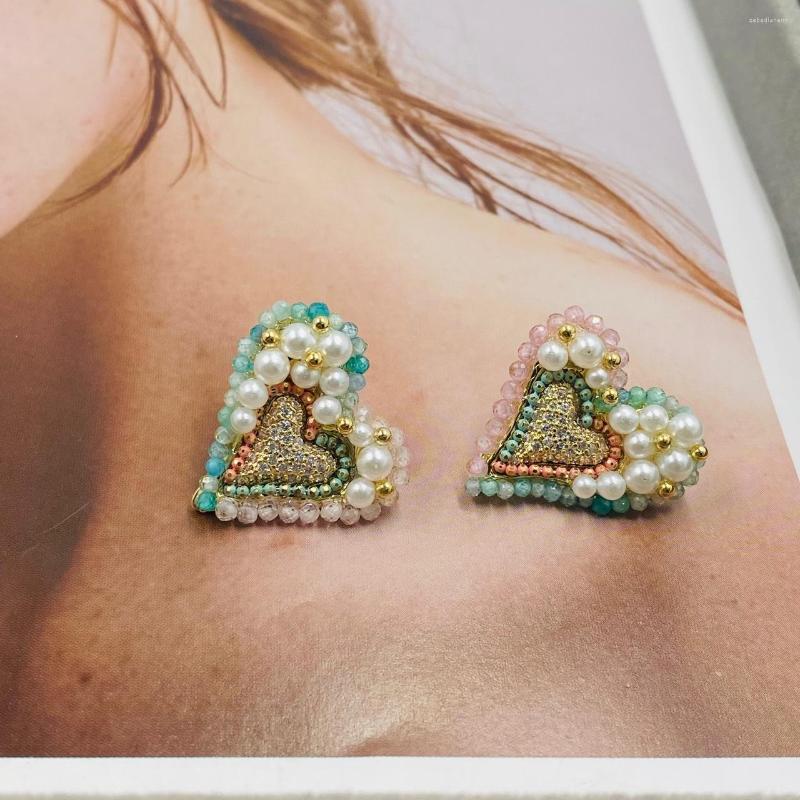 

Stud Earrings Korean Handmade Peach Pink Yellow Fashionable Luxury High-grade