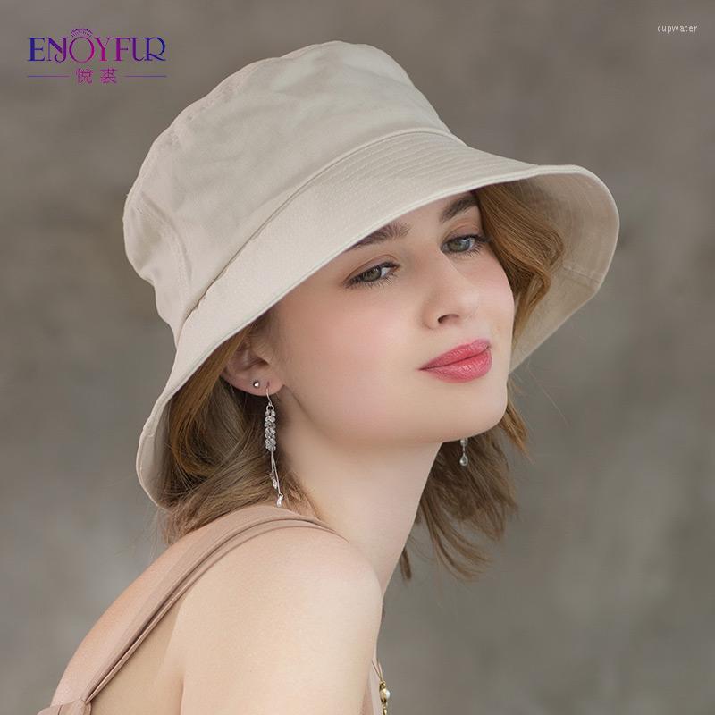 

Berets ENJOYFUR Summer Cotton Bucket Hat For Women Hip Hop Outdoor Caps Fishermen Sun Hats, 09
