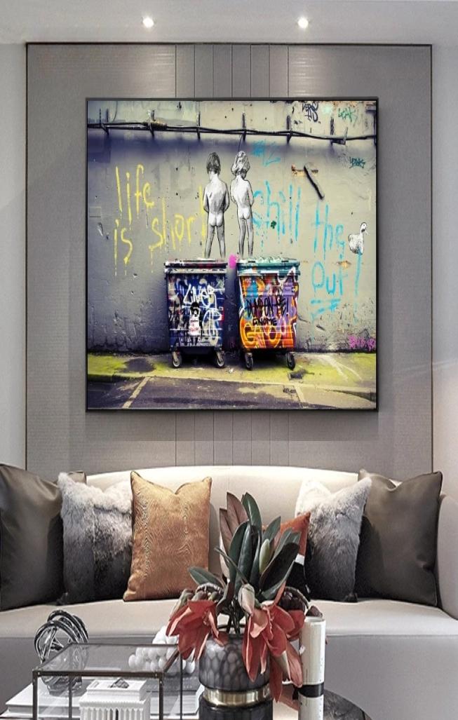 

Banksy Graffiti Art Canvas Paintings quot Life Is Short Chill The Duck Outquot Street Art Posters and Prints Wall Pictures Hom7026810