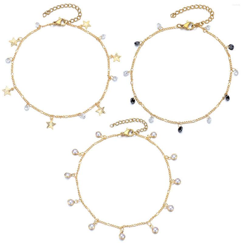 

Anklets Fashion Female Ankle Women Wedding Bracelet Summer Ocean Barefoot Beach Leg Chain Crystal Jewelry Gift 23cm Long