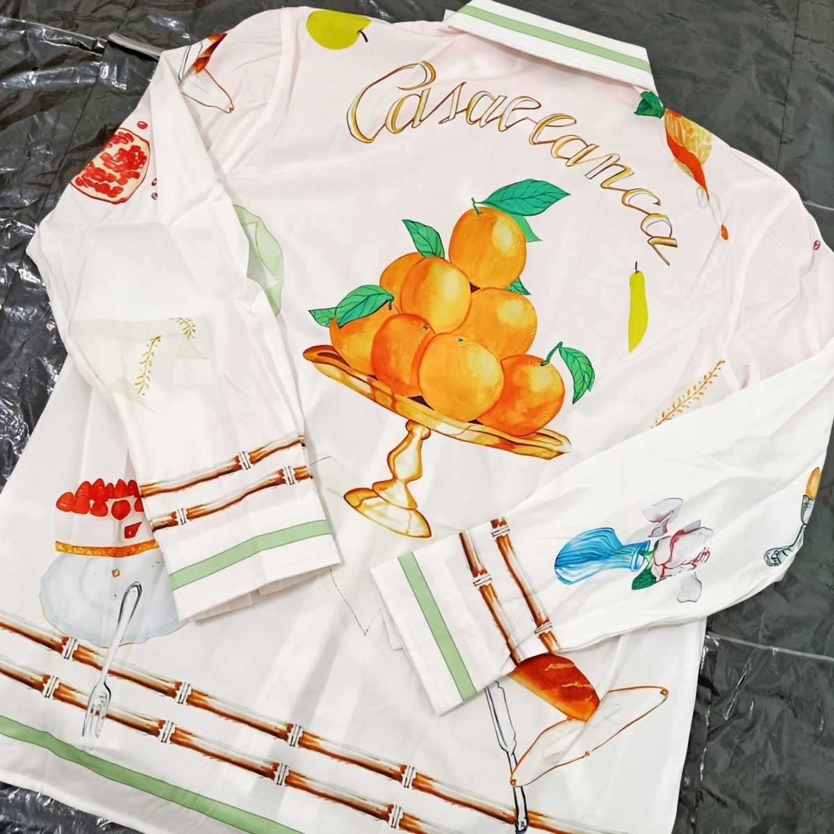

Fashion shirt Brand Casablanca New Fruit Orange Casual Collar Spring and Autumn Long Sleeve Blouse Shirts Men, Mingy-9209