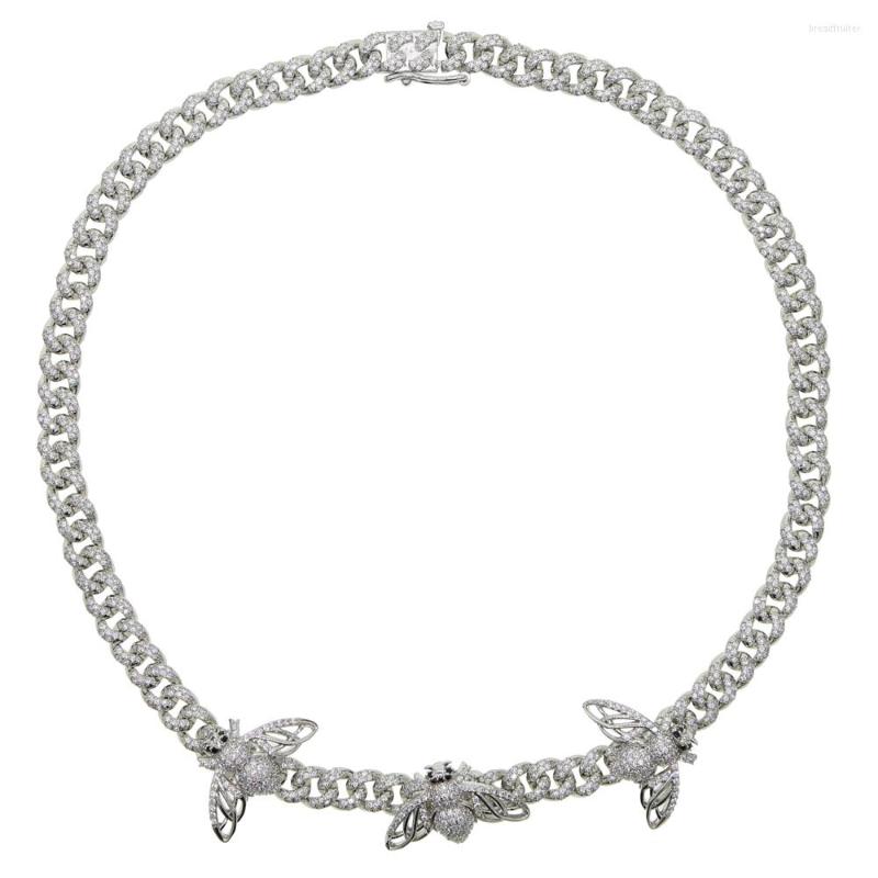 

Choker Wholesale Cuban Chain Necklace Iced Out Cubic Zircon Animal Bee Pendant Men's Women Hip Hop Jewelry Gifts