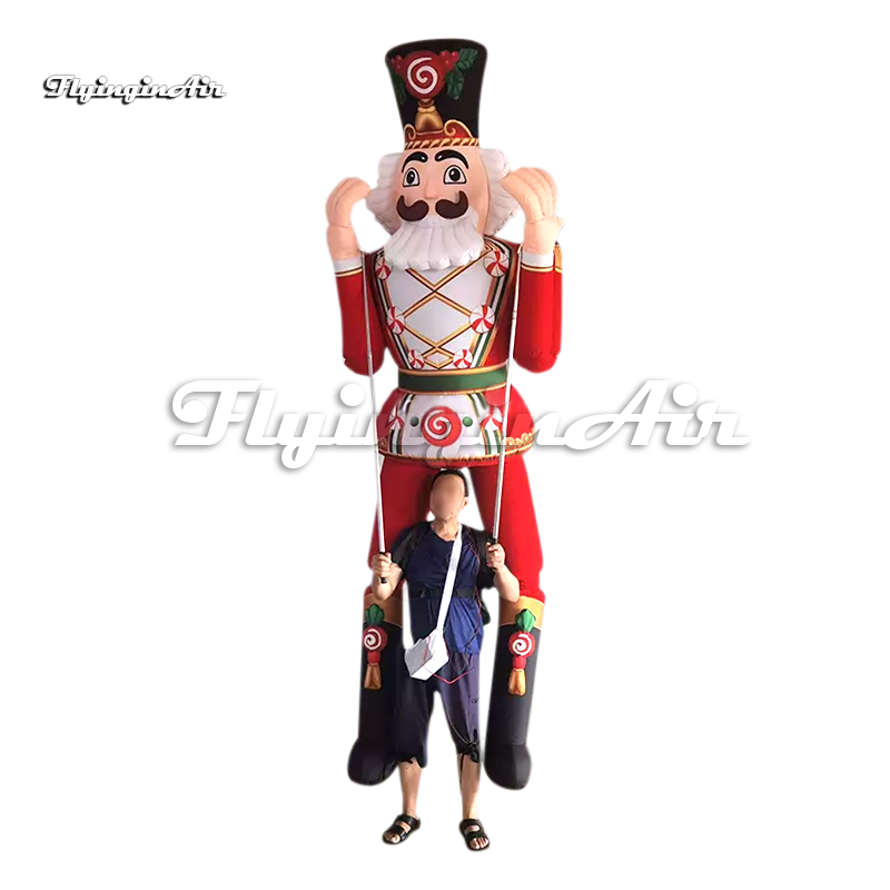 Outdoor Christmas Parade Costume Walking Inflatable Nutcracker Soldier Puppet Blow Up Cartoon Figure Suit For Event-image-817267423