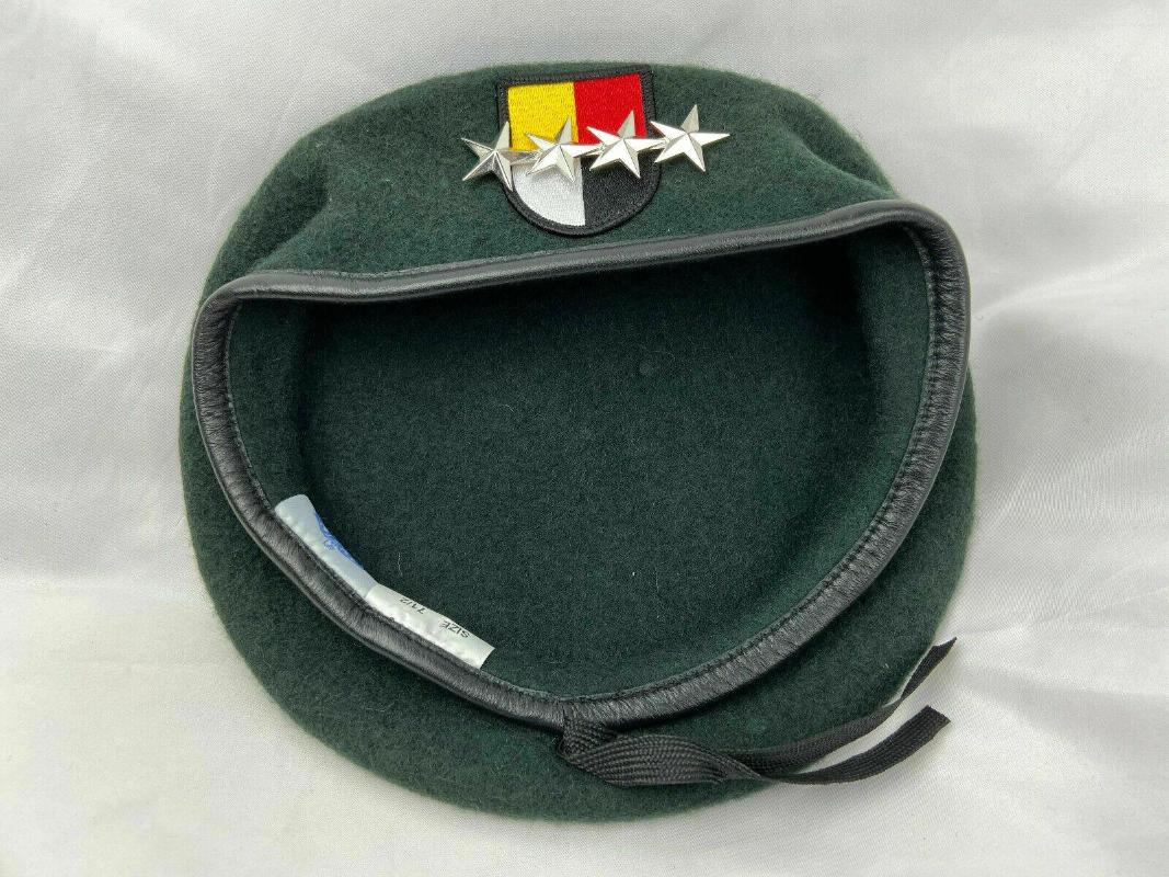 

Berets US Army 3th Special Forces Group Green Beret OFFICER 4 STAR GENERAL RANK Hat Military Store, Picture shown