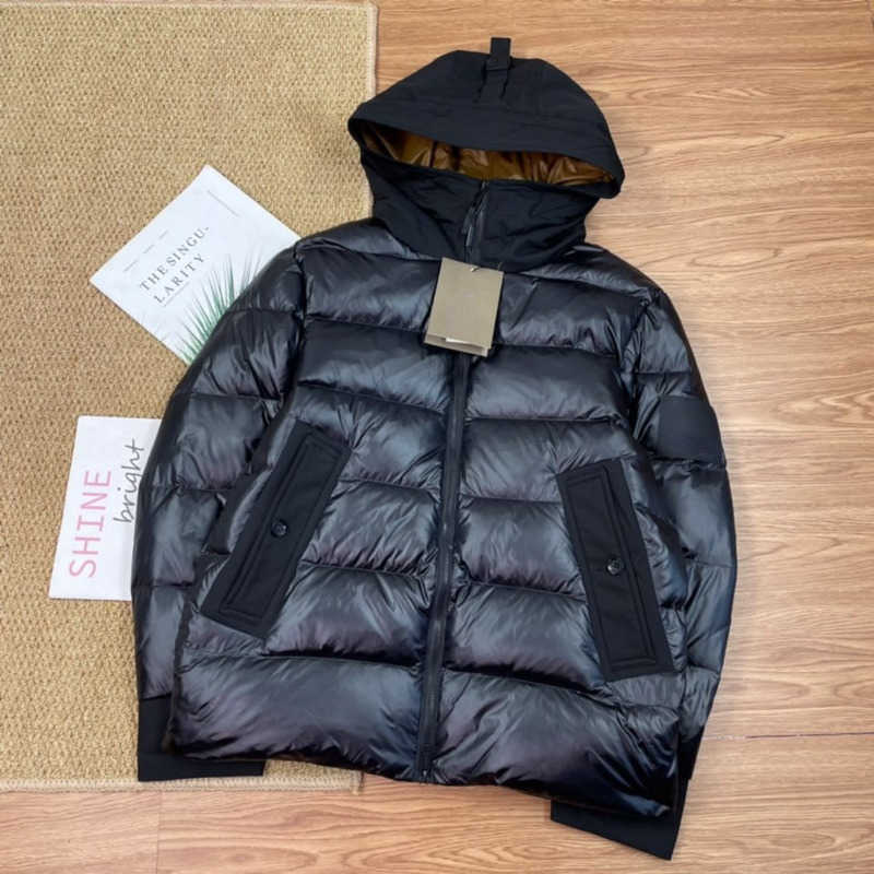 

bur Mens Jackets Designer Down Jacket Waterproof Windproof Thermal Coat Men Women Fashion Stitching Sports Hooded Cardigan, Black