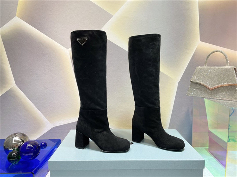 

Designer Luxury Boots Black Leather High Heel Almond Toe Side Zipper Womens Boot New With Original box, 14