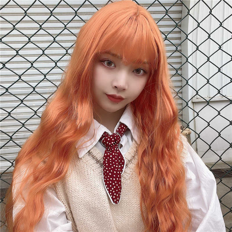 

Women's Hair Wigs Lace Synthetic Label Female Wig Corn Perm Long Hair Chemical Fiber Headgear, Ombre color
