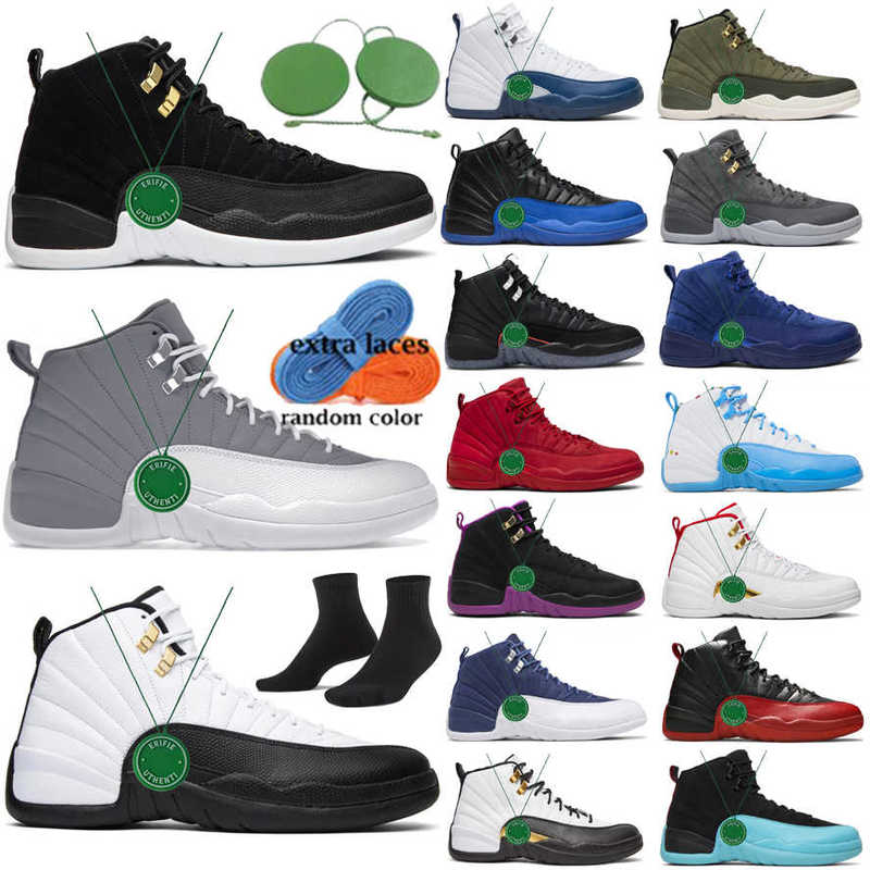 

Basketball Shoes Sports Sneakers Triple Black Dark Grey Flu Game Royal French Blue Wool Gym Red Air Jordens Retros Stealth Playoff 12S 12, Color # 1