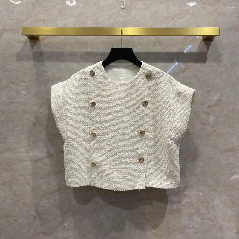 

Women' Vests Black And White Tweed Short Waistcoat Female Vest Jacket, Ivory