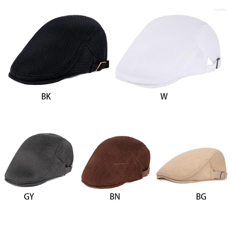 

Berets Mens Breathable Mesh Summer Duckbill Hat Sboy Beret Ivy Cap Cabbie Flat Soft