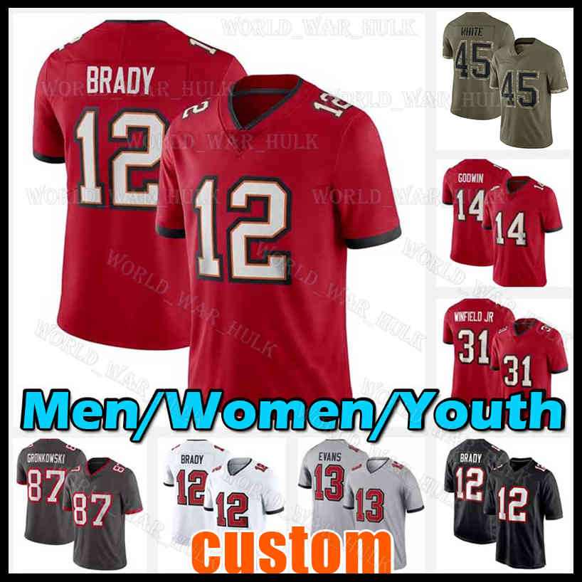 

12 Tom Brady Jersey 94 Carl Nassib 13 Mike Evans Football 40 Alstott 88 Cade Otton 55 Derrick Brooks 47 John Lynch Kyle Rudolph Sean Murphy-Bunting Akiem Hicks Logan Ryan, Women jersey(h d)