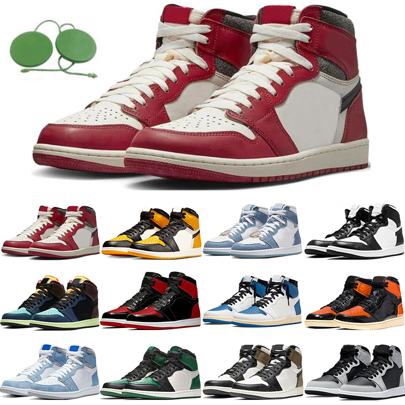 

jumpman 1 basketball shoe 1s Starfish Lost and Found Denim travis scotts Bred Patent Dark Mocha Stage Haze Fearless Bio Hack trainers sneakers sports, Pine green