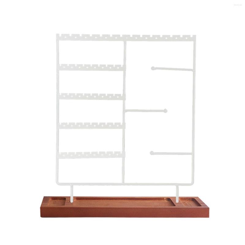 

Jewelry Pouches 5 Levels Display Tower Rings Showcase Rack Earrings Necklaces With Tray Stand Storage Iron Shop Watches Holder Bracelets