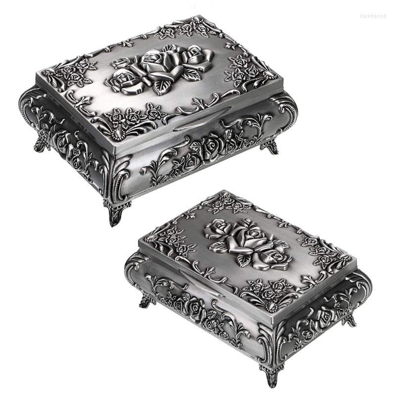 

Jewelry Pouches Vintage Metal Box Trinket Storage For Rings Earrings Small