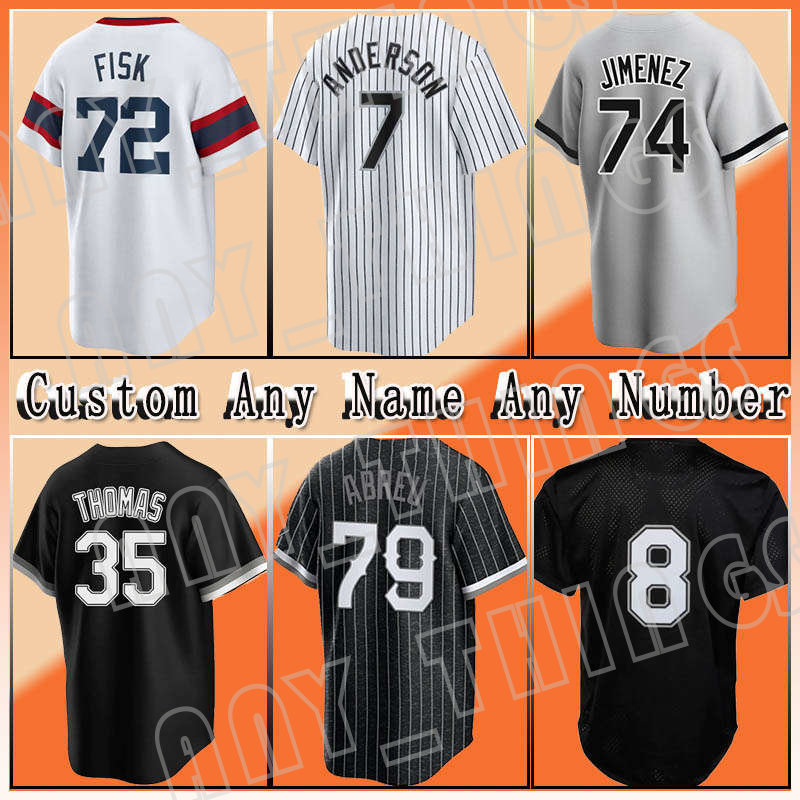 

7 Tim Anderson Baseball 74 Eloy Jimenez Jerseys 10 Yoan Moncada 8 Bo Jackson 73 Yermin Mercedes 79 Jose Abreu 88 Luis Robert 28 Leury Garcia 35 Frank Thomas Lucas Giolito, Custom women(w b)