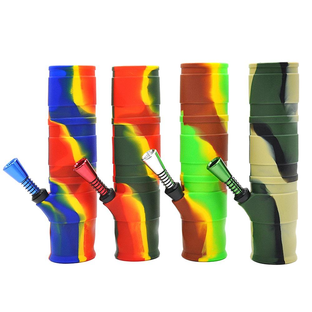 

collapsible bong smoke accessory tobacco pipes New Folded Portable 7.9 Inches Water Pipes Plastic Glass Bongs Filter Silicone Oil Dry Herb disposable shisha vape pe